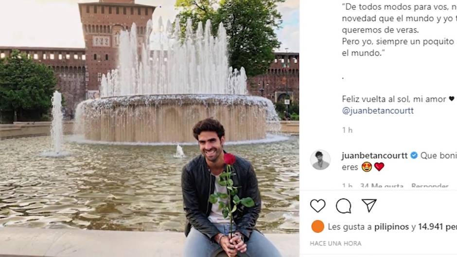 La romántica felicitación de Andrea Duro a Juan Betancourt