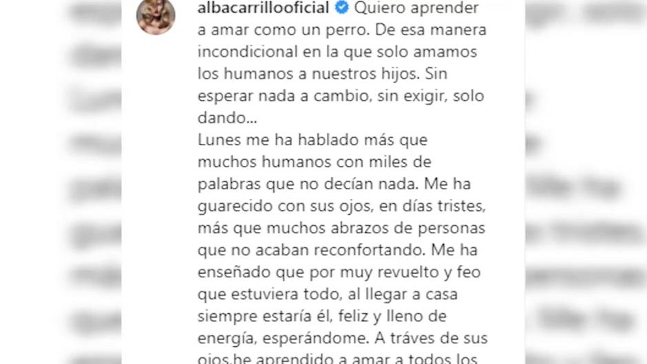 Alba Carrillo se despide de su perro Lunes