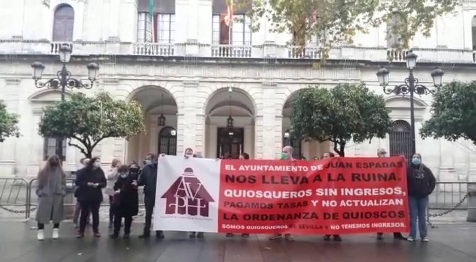 Concentración de quiosqueros de Sevilla