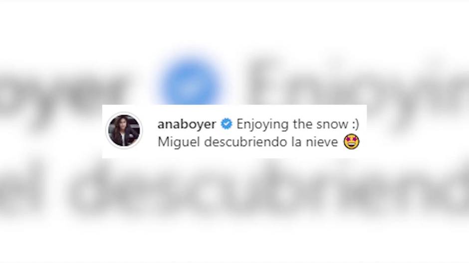 Ana Boyer comparte la primera vez de su hijo Miguel en la nieve