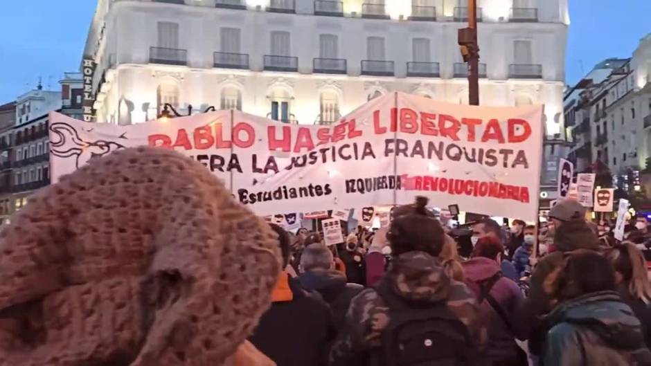 Concentración en Sol contra el encarcelamiento de Pablo Hasel