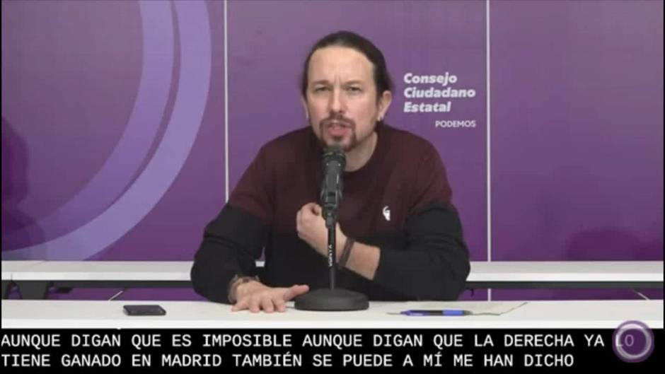 Iglesias exhorta al PSOE a reeditar en Madrid el Gobierno de coalición