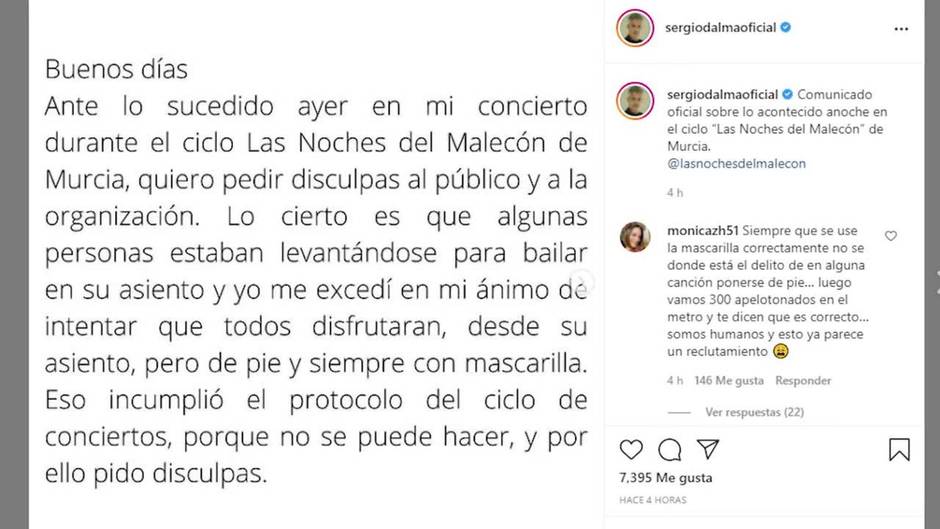 Sergio Dalma pide disculpas tras la polémica en su concierto