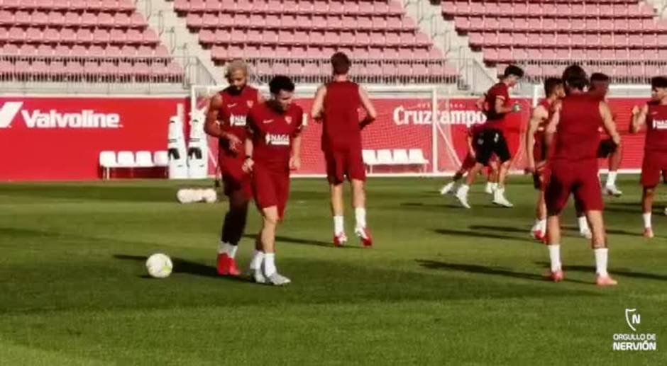 Ultimo entrenamiento Sevilla antes de viajar a Getafe