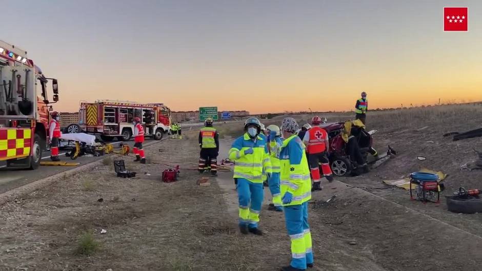 Cuatro heridos en un accidente entre dos coches en la R-4 a la altura de Valdemoro