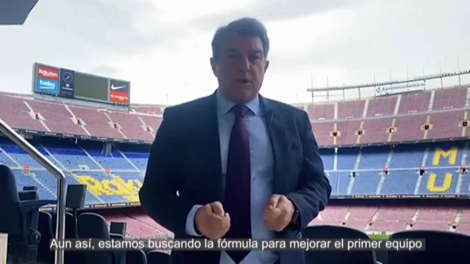 Laporta dice estar "esforzándose al máximo" para mejorar el primer equipo en el mercado de invierno