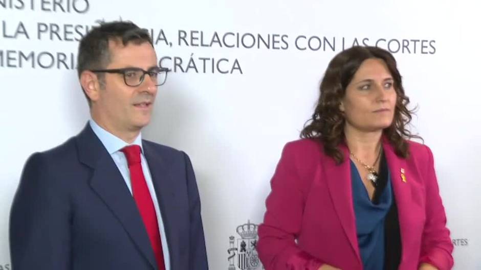 Félix Bolaños y Laura Vilagrà se reúnen para reactivar la relación del Gobierno y la Generalitat.