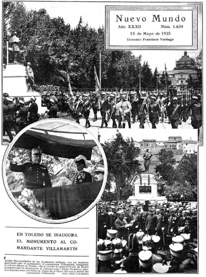 Página de la revista «Nuevo Mundo» dando cuenta de los actos inaugurales del monumento, presididos por Alfonso XIII y Primo de Riveraa 