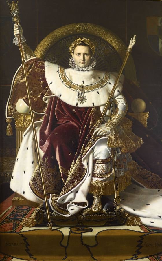 «Napoleón I en su trono imperial», de Ingres (1806). 