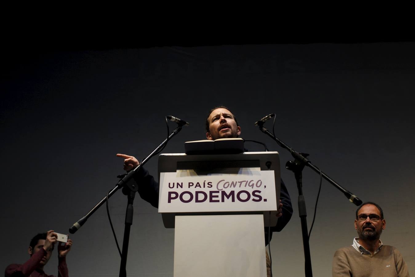 El candidato a la Moncloa por Podemos durante su discurso electoral en Málaga. 