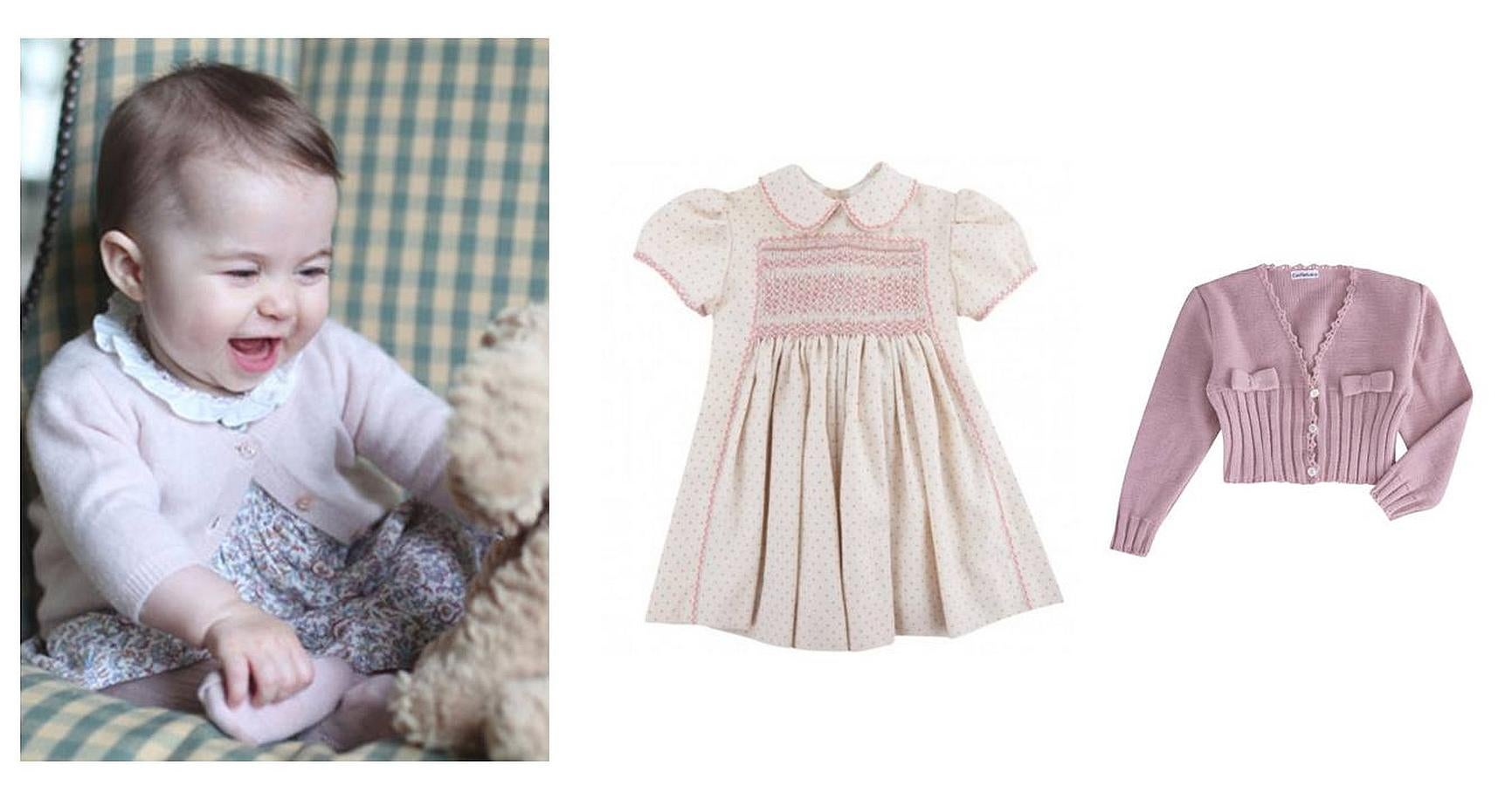 Princesa Charlotte de Cambridge: vestido Dotte Smock (295 €) y chaqueta Ussé (55 €). 