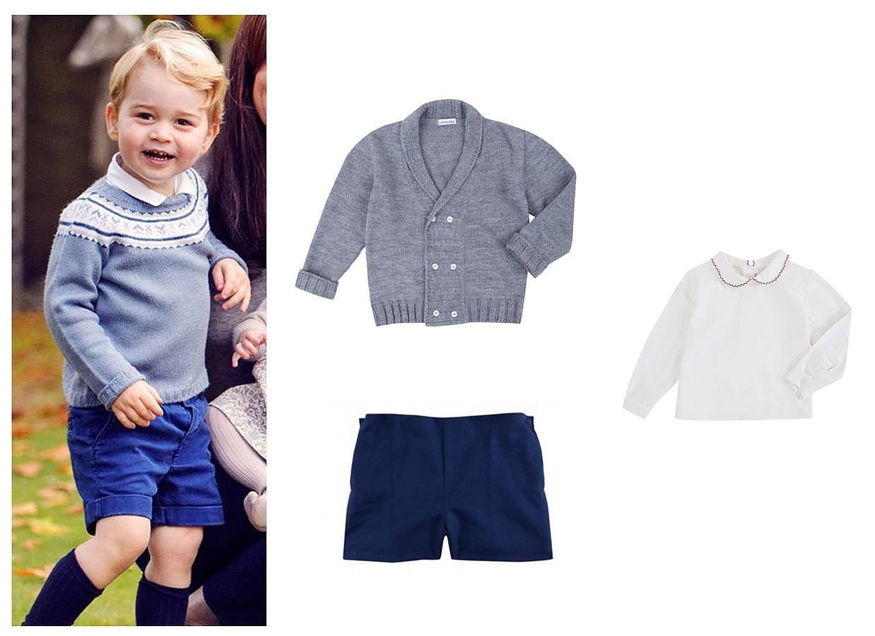 Príncipe George de Cambridge: chaqueta Dee (72 €), pantalón Checks (45 €) y camisa Hansel (90 €). 