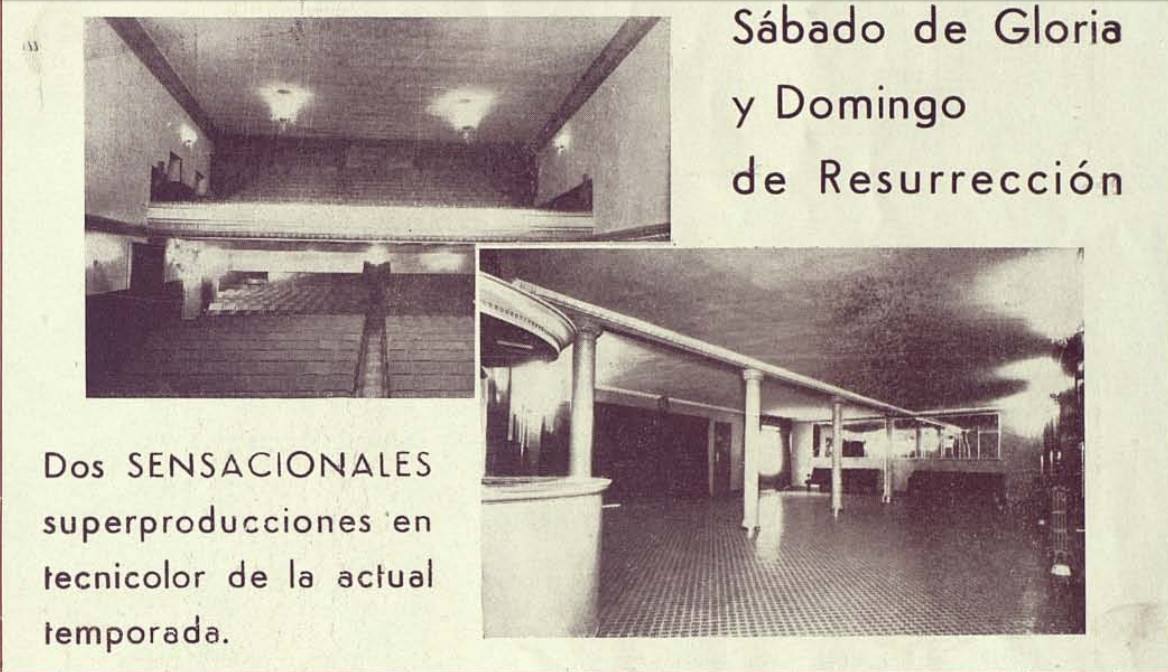 Vistas interiores del Cine Imperio en un anuncio de 1954. 