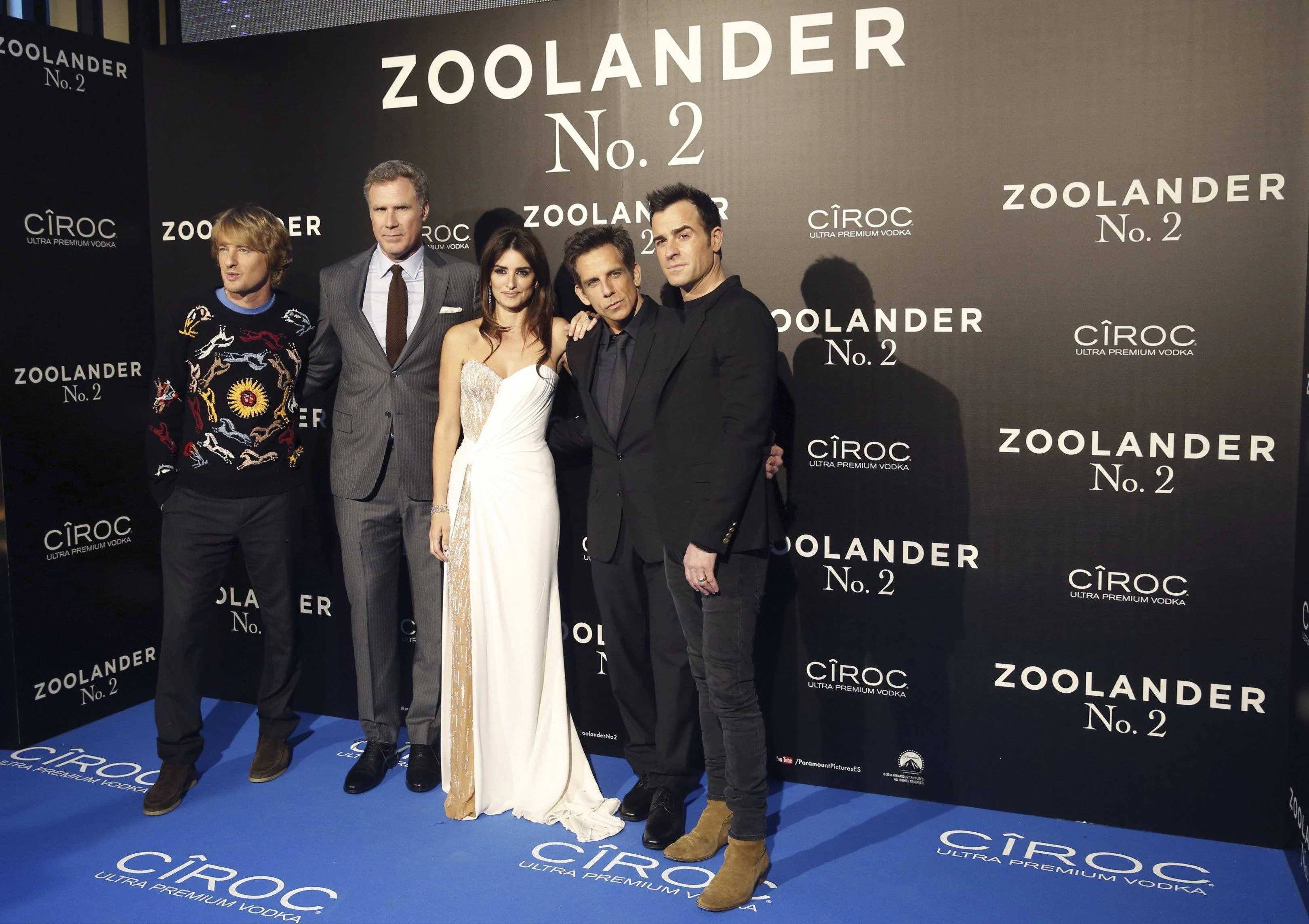 Penélope Cruz, Ben Stiller, Owen Willson y Will Ferrell, los protagonistas de la noche juntos