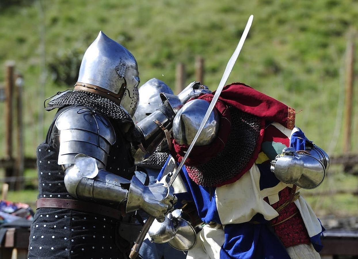 9. Entrenamiento del equipo madrileño de lucha medieval «Ursus Custodes», ayer en el Castillo de Manzanares el Real