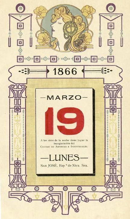 Fecha fundacional del Centro de Artistas e Industriales. Foto Memoria del 50 Aniversario. Archivo Municipal de Toledo