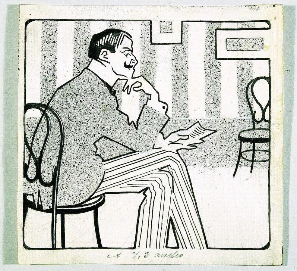 Grandes firmas. Ilustración de Juan Gris para Blanco y Negro, de 1906