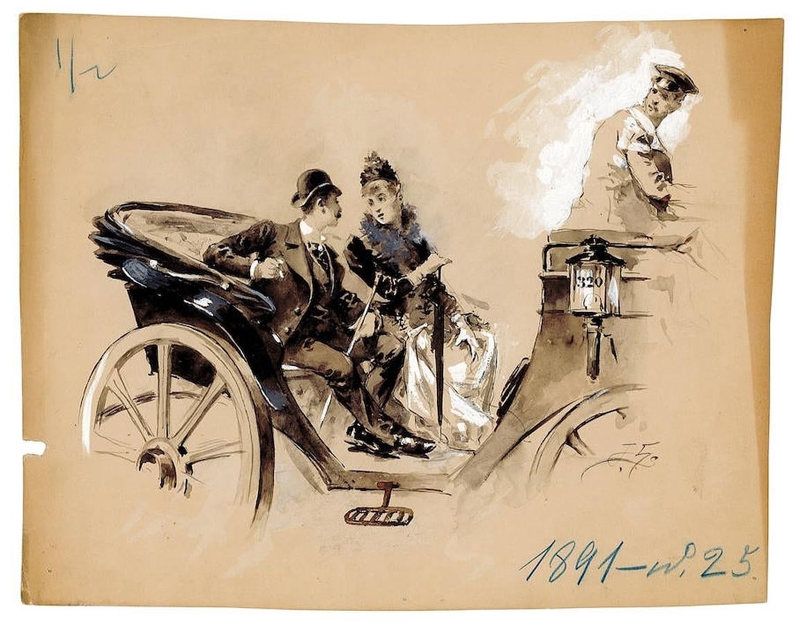 Breves relatos. Ilustración de Julio Gros para la sección «Novelas relámpagos»