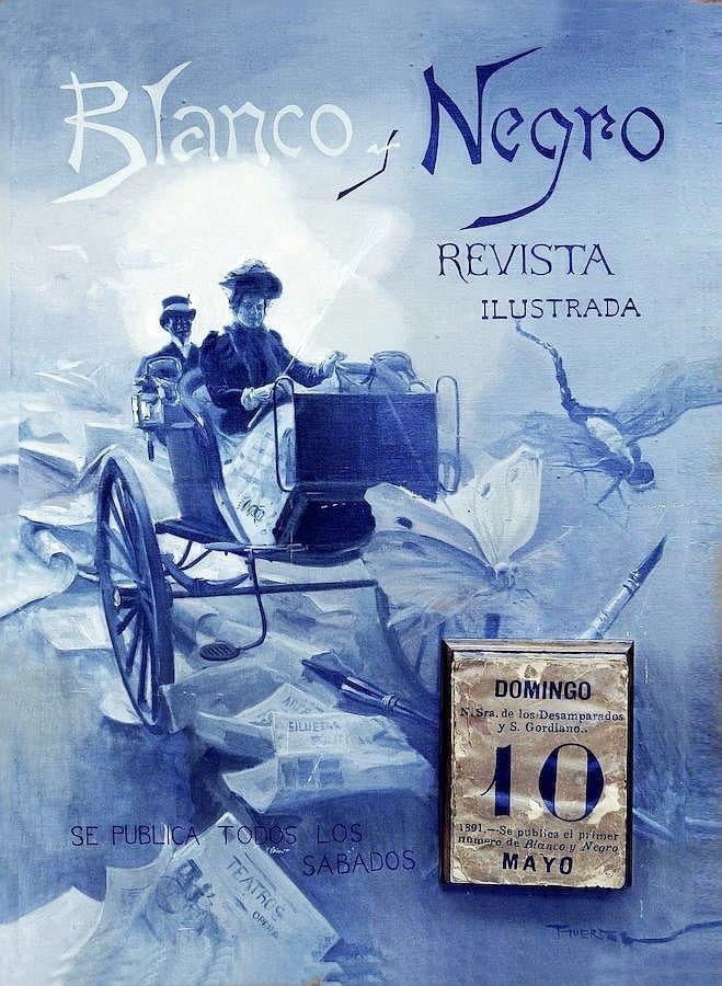 El primero. Portada del primer ejemplar de Blanco y Negro, del 10 de mayo de 1891, obra de Ángel Díaz Huertas
