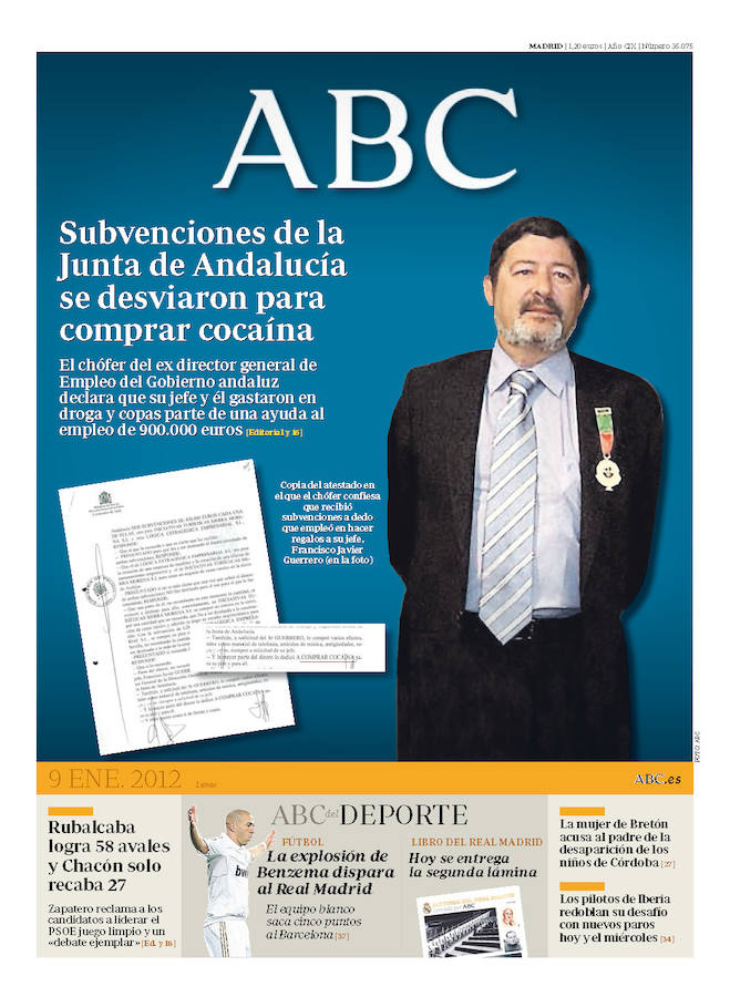 9 de enero de 2012. Subvenciones de la Junta de Andalucía se desviaron para comprar cocaína