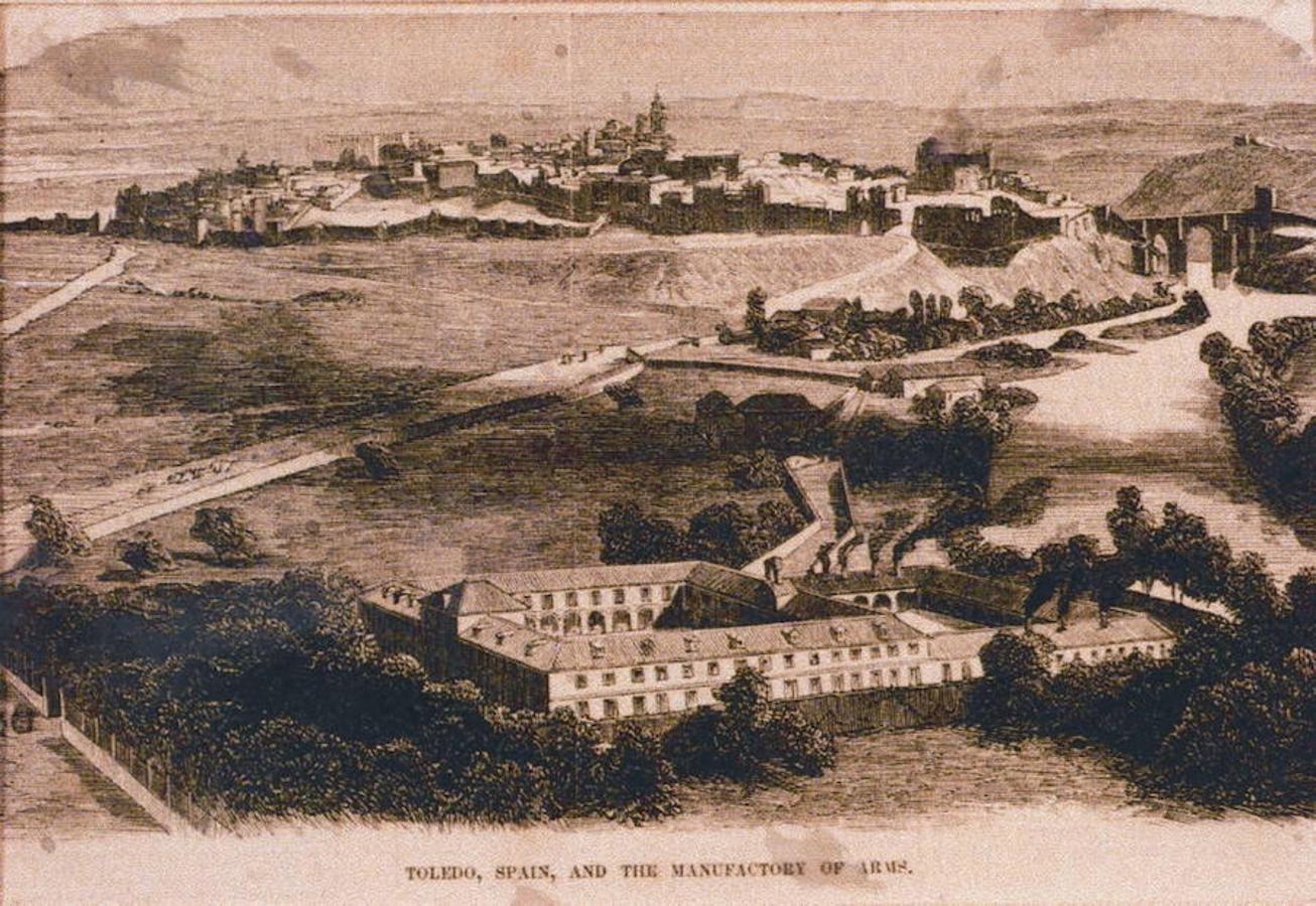 Grabados del siglo XIX con vistas de la Fábrica de Armas de Toledo. 