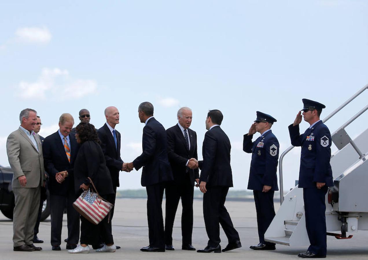 Llegada de Obama y Marco Rubio a Orlando. 