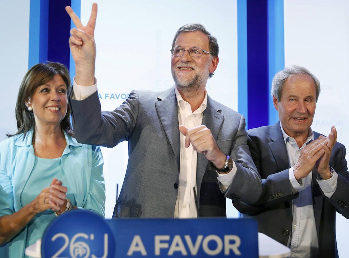 El líder del Partido Popular, Mariano Rajoy, celebró un mitin en Lleida junto al ministro y candidato del PP catalán, Jorge Fernández Díaz. 