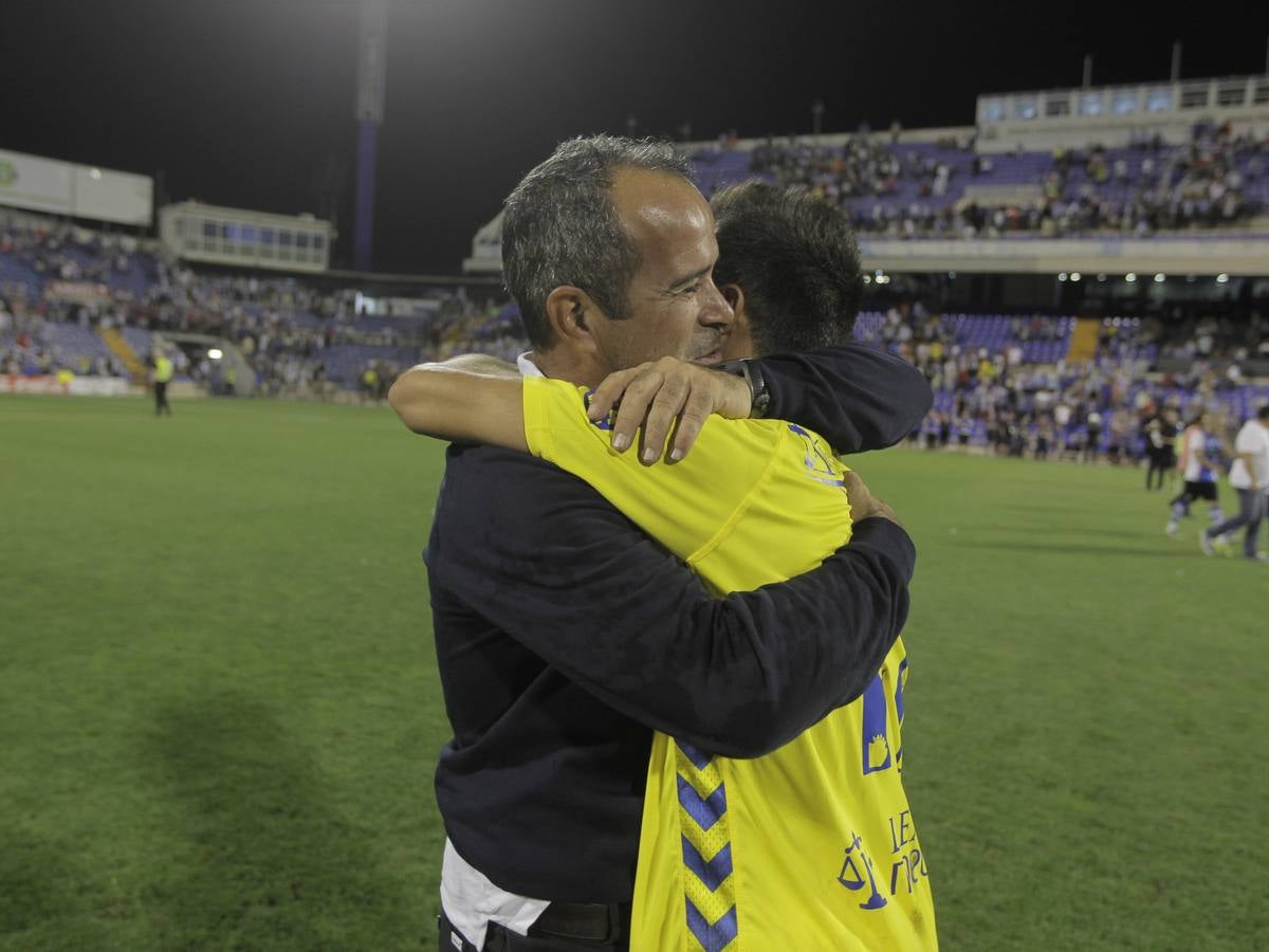 La fiesta de los jugadores en el Rico Pérez tras la victoria