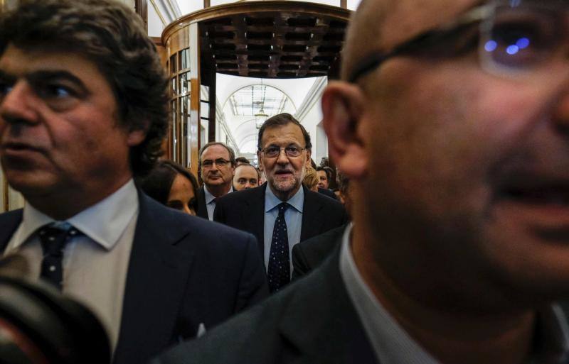 Mariano Rajoy, a su entrada a la tercera sesión del debate de investidura. 