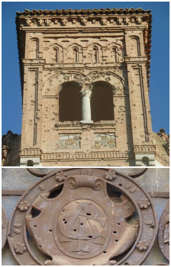 Torreón y anagrama del Casino (CAI) con las huellas de la guerra. 