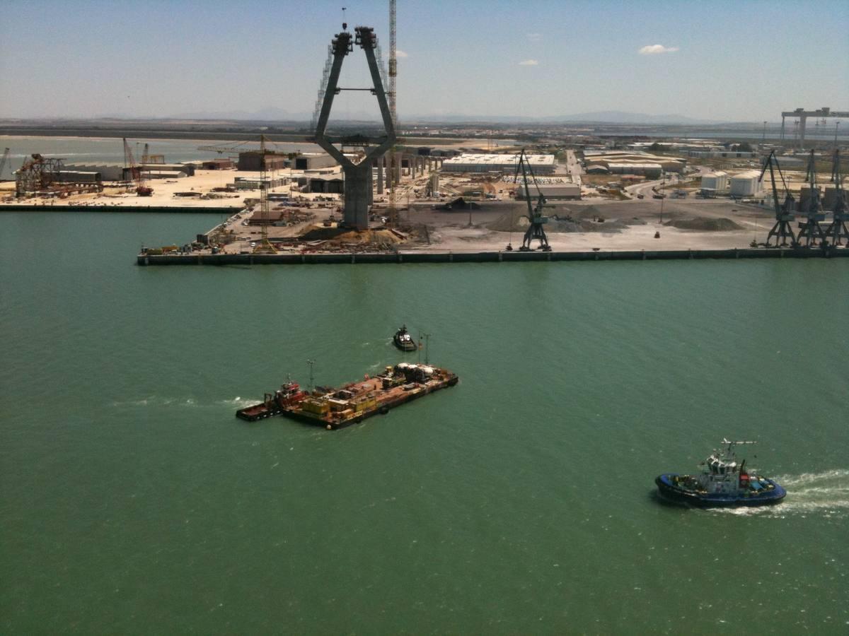 Vistas de las obras del Segundo Puente desde la grúa de la pila 12