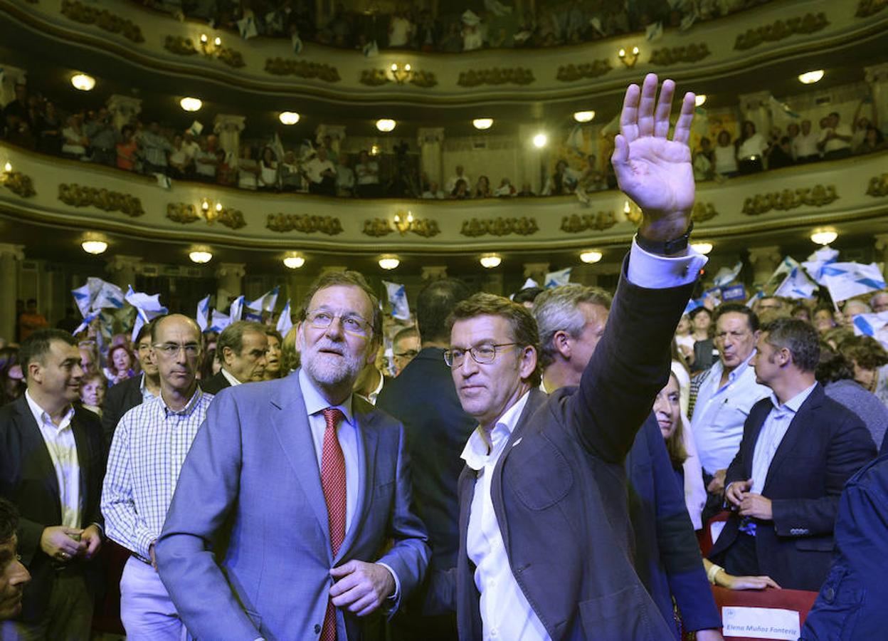 Galicia-PP. Alberto Núñez Feijóo ha estado arropado por el presidente del gobierno en funciones, Mariano Rajoy