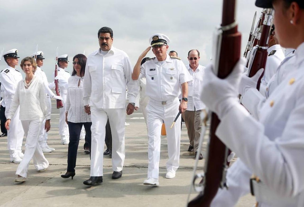El presidente de Venezuela, Nicolás Maduro a su llegada a Colombia. 