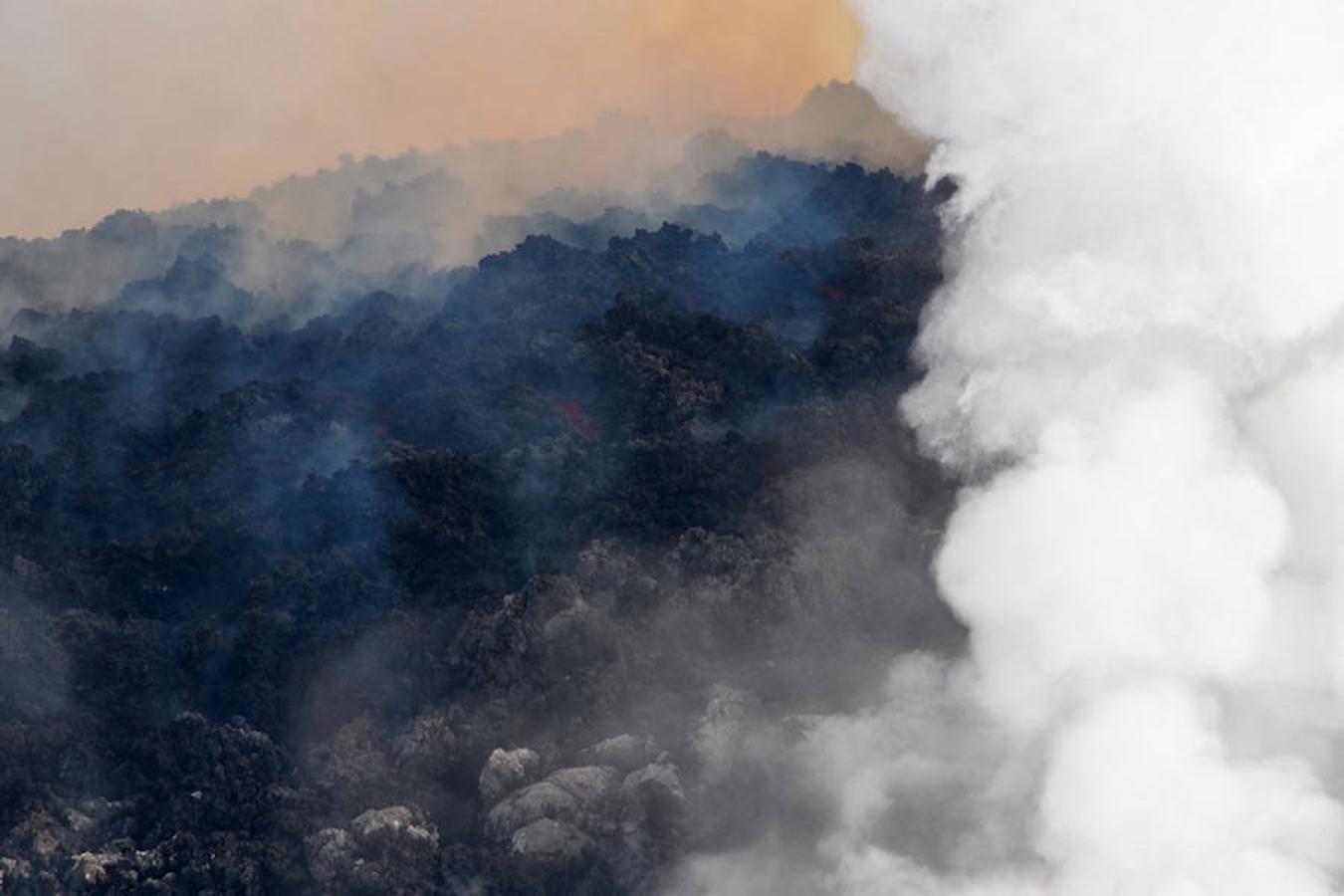 La zona boscosa aledaña al volcán de Colima, ubicado en el oeste de México, que incrementó su actividad, por lo que las autoridades del estado de Colima informan que las comunidades de La Yerbabuena y La Becerrera continuarán evacuadas