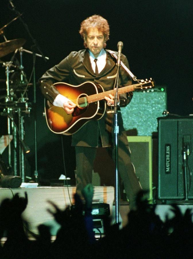 Dylan, durante un concierto, en Santiago de Compostela