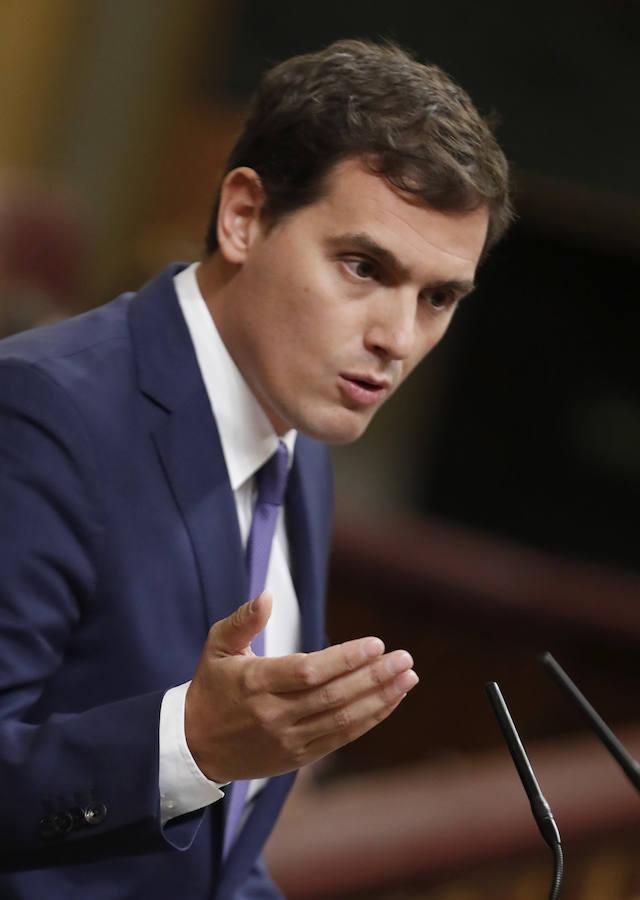 El presidente de Ciudadanos, Albert Rivera, durante su intervención. 