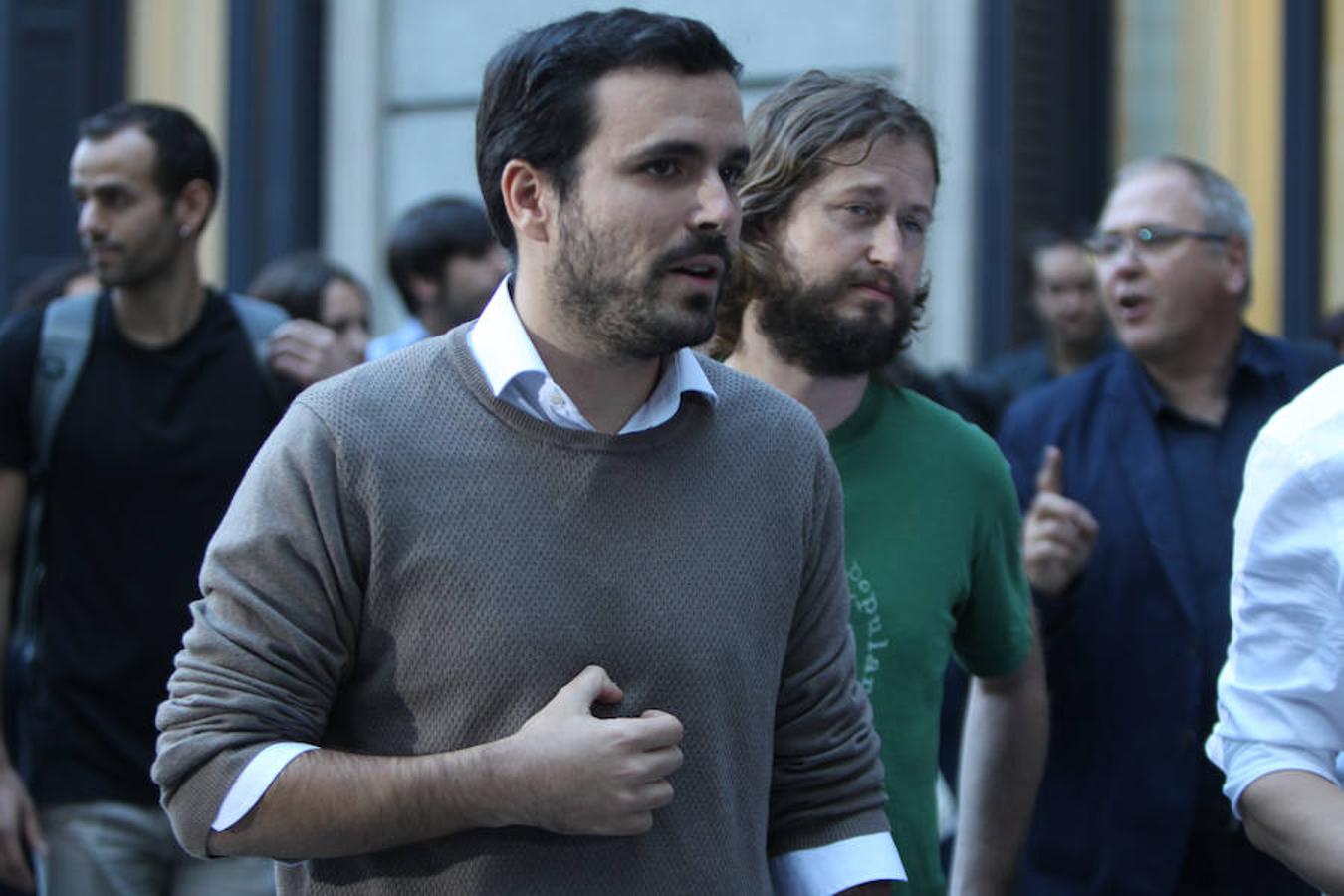 El coordinador federal de Izquierda Unida, Alberto Garzón, en el patio de la Cámara Baja. 