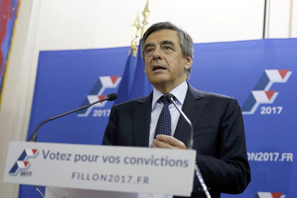 El favorito a liderar la derecha francesa, François Fillon, durante su discurso del pasado domingo.. 
