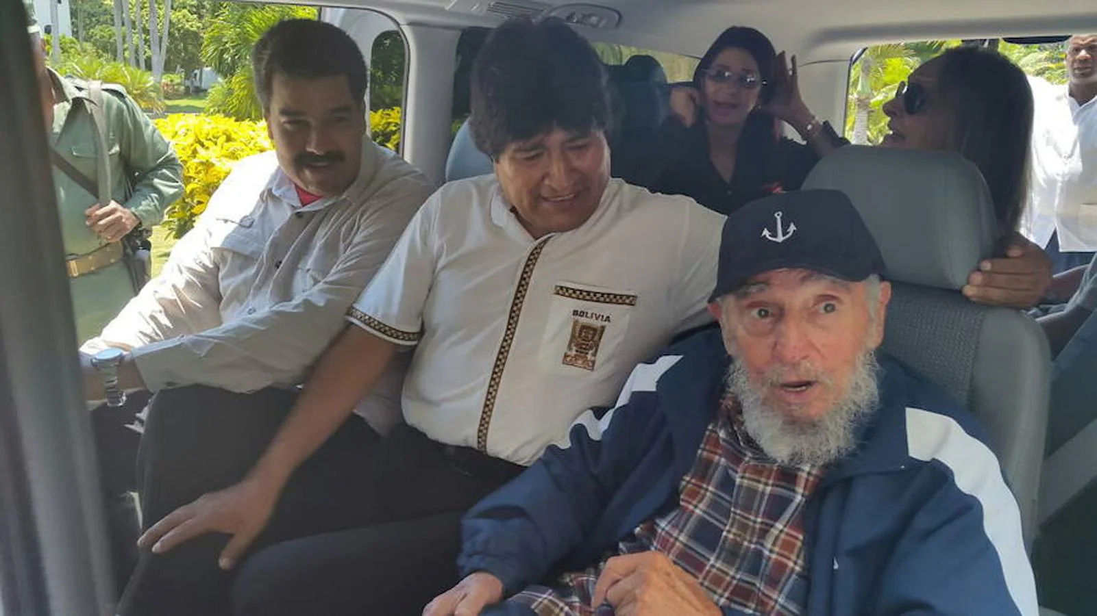 Fidel, siempre apoyado por los líderes de izquierda en Sudamérica. En la imagen, con Nicolás Maduro y Evo Morales