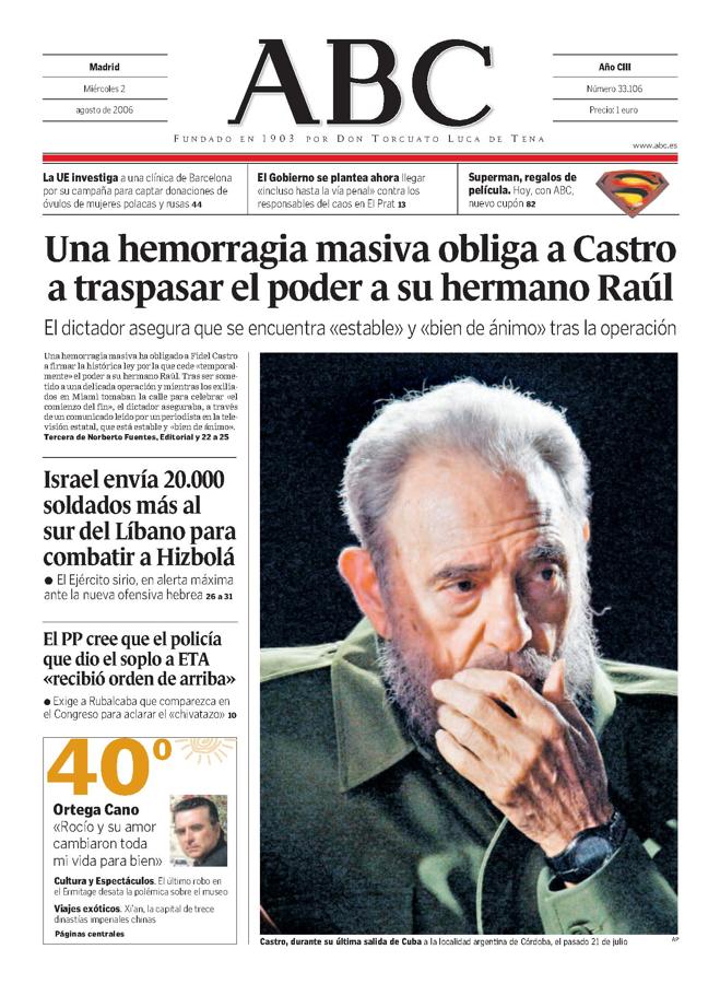 Portada de ABC del 2 de agosto de 2006. 