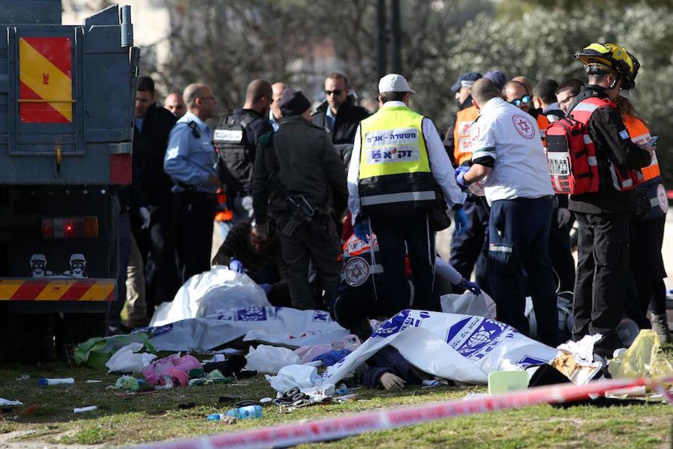 Las imágenes tras el atropello en Jerusalén en el que han muerto cuatro personas