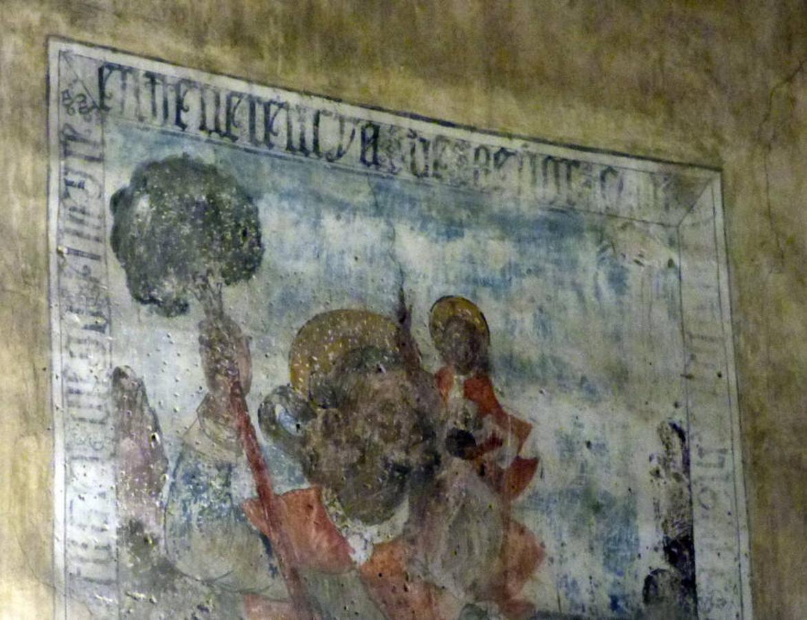 Detalle de la imagen recuperada de san Cristóbal en la iglesia de San Román. Foto Rafael del Cerro. 