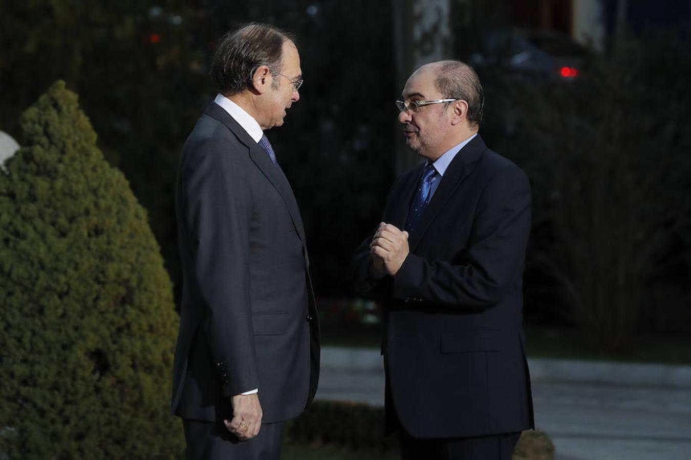 Pío García Escudero recibe a Javier Lambán, presidente de Aragón. 