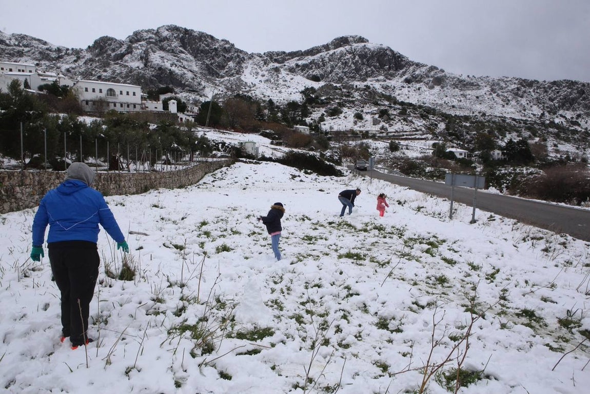 La nieve cubre de un manto blanco la Sierra de Cádiz