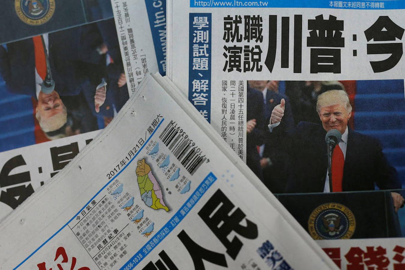 El periódico taiwanés «Liberty Times» también abre este sábado con la investidura de Trump.. 