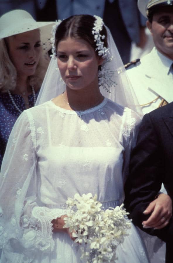 Carolina de Mónaco el día de su boda con Philippe Junot