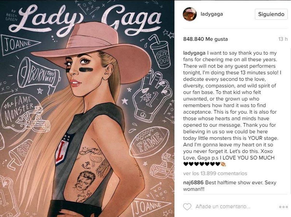 Lady Gaga, cantante encargada del «Halftime show» de este año. 