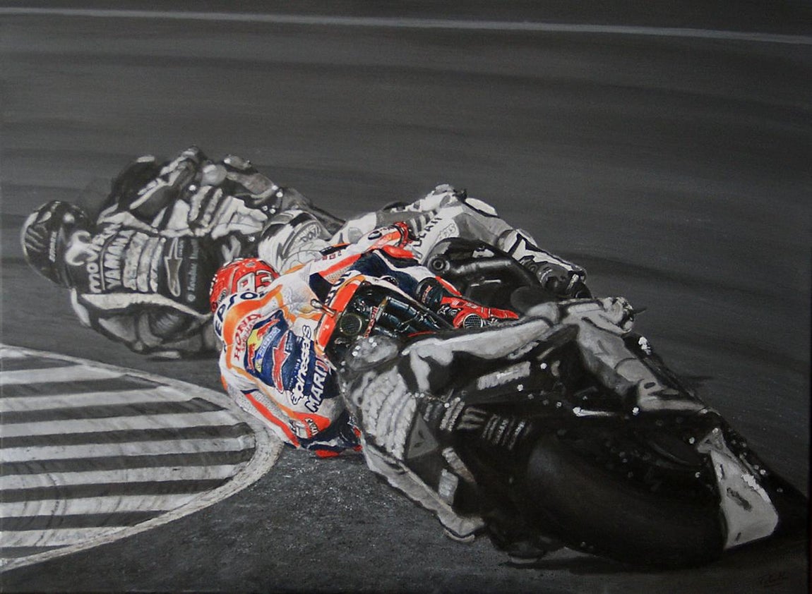 Pinturas hiperrealistas reviven el mejor año de Marc Márquez