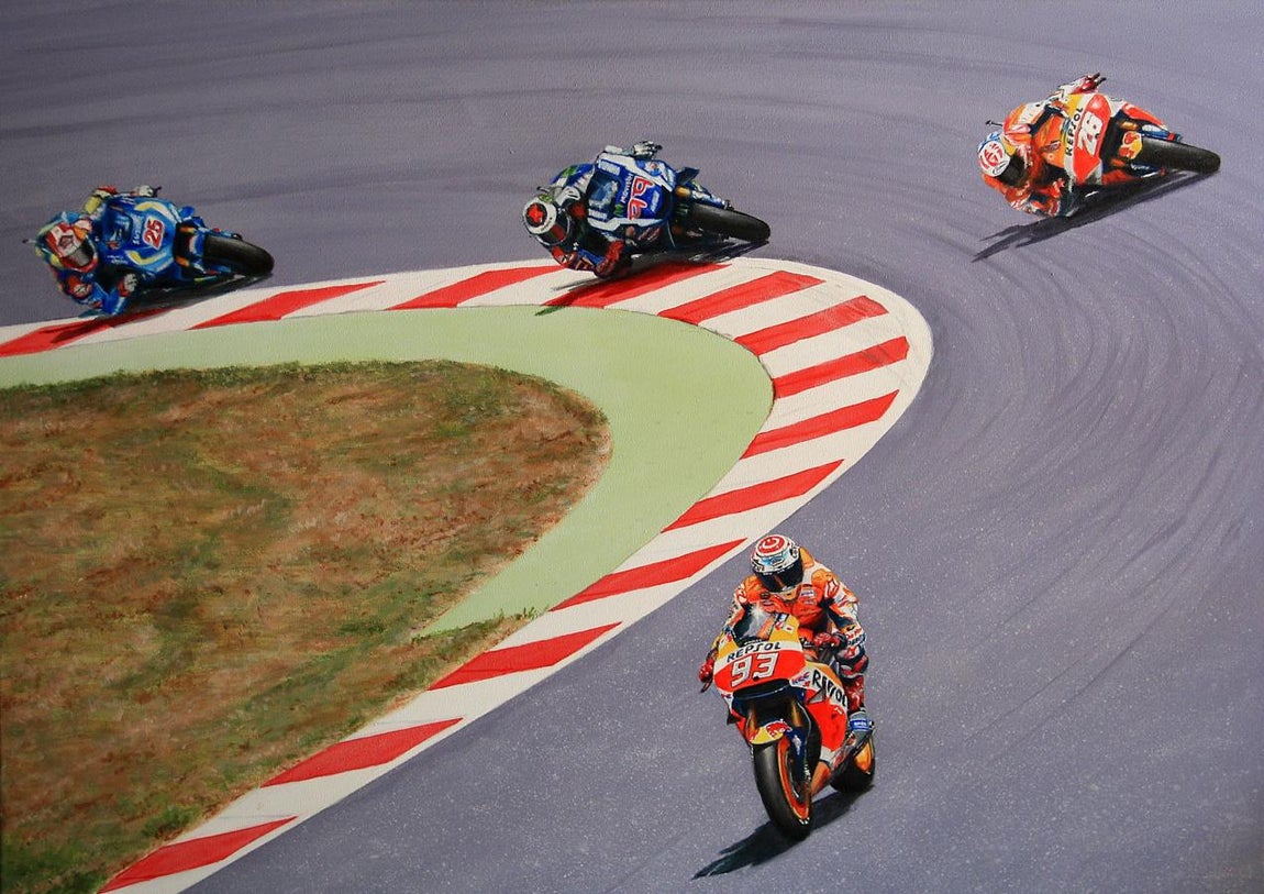Pinturas hiperrealistas reviven el mejor año de Marc Márquez