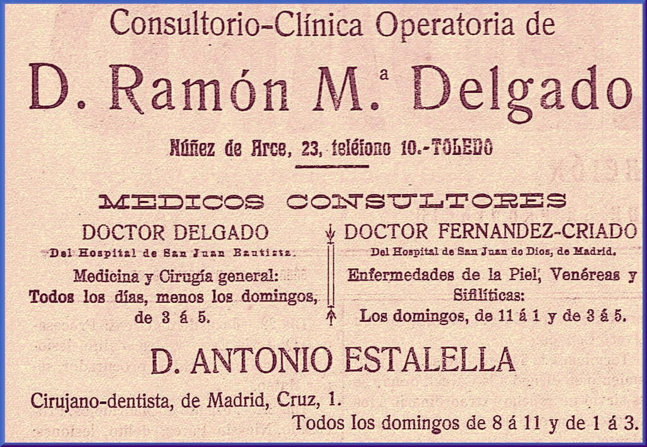 Consultorio-Clínica Operatoria del Dr. Delgado, en 1917, en la calle Núñez de Arce 23. 